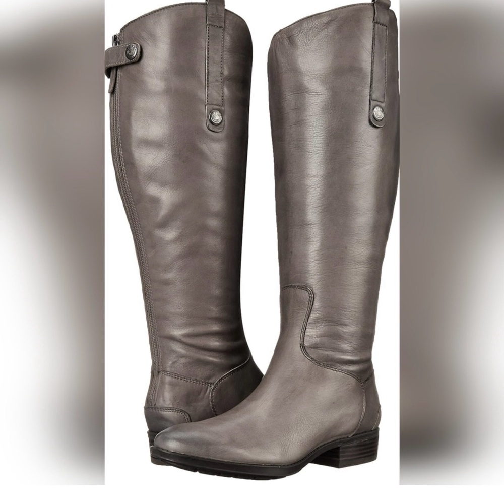 Sam Edelman Gray Genuine Leather Penny 2 Tall Riding Boots 9 M